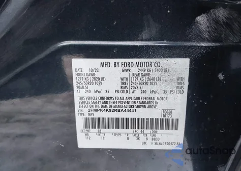 2024 Ford Edge Titanium из США, поврежденный, VIN 2FMPK4K92RBA44441